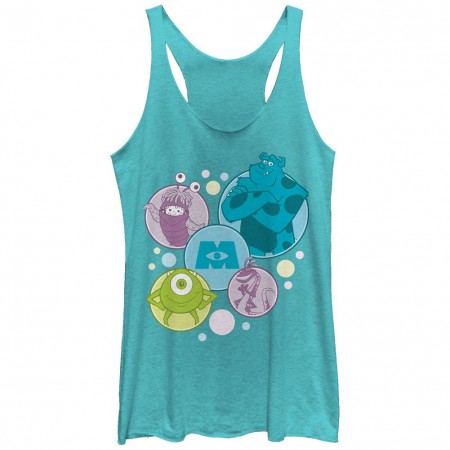 Disney Pixar Monsters Inc University Bubble Monsters Blue Juniors Racerback Tank