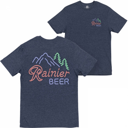 Rainier Beer Neon Bar Sign Front and Back Print T-Shirt