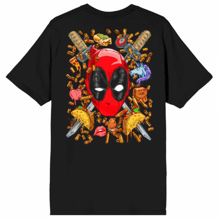 Deadpool Swords on the Brain Front and Back Print T-Shirt