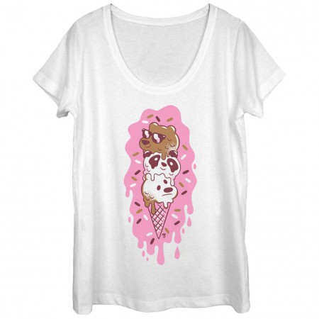 We Bare Bears Pink Ice Cream White T-Shirt