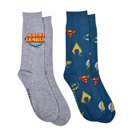 DC Justice League Team of Heroes Crew Socks 2-Pair Pack