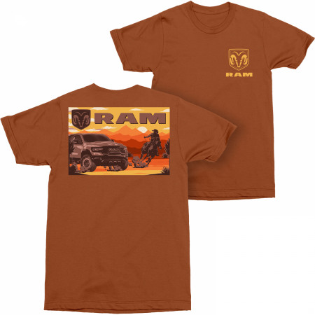 Dodge Ram Riding out West Front and Back Print T-Shirt