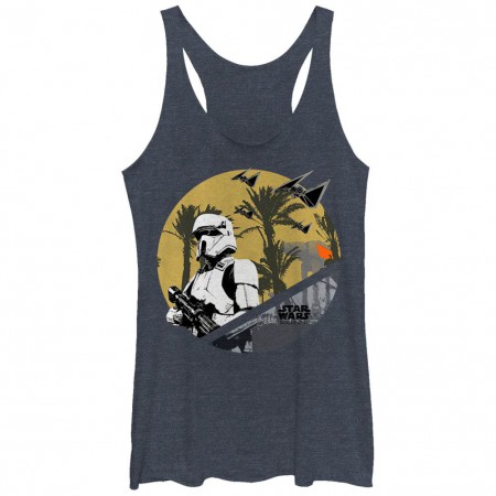 Star Wars Rogue One Scarif Circle Blue Juniors Racerback Tank Top