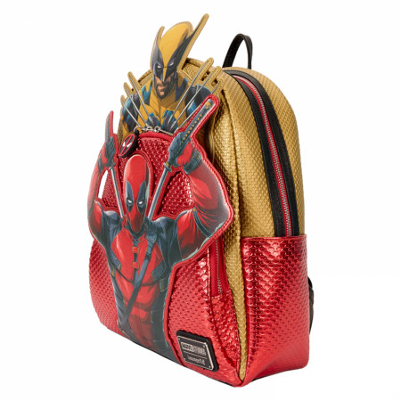 Deadpool 3 Mini Metallic Faux Leather Backpack By Loungefly