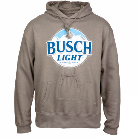 Busch Light Men's Grey Round Logo Beer Pouch Hoodie