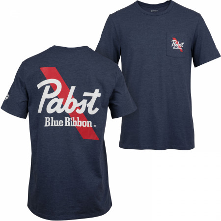Pabst Blue Ribbon Logo Navy Colorway Front and Back Print T-Shirt