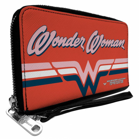 Wonder Woman Script Logo Zip Around Wallet