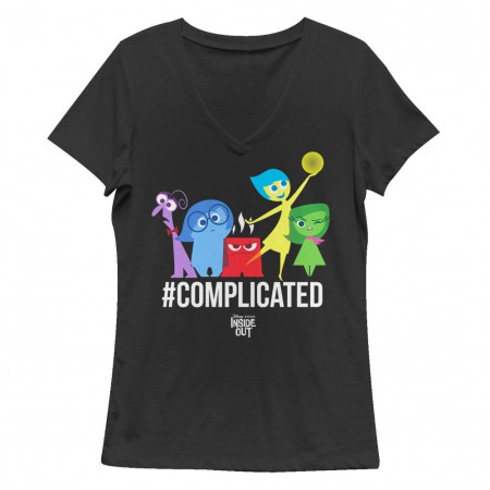Disney Pixar Inside Out Complicated Black Juniors V Neck T-Shirt