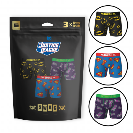 DC Justice League 3-Pair Pack of Swag Boxer Briefs