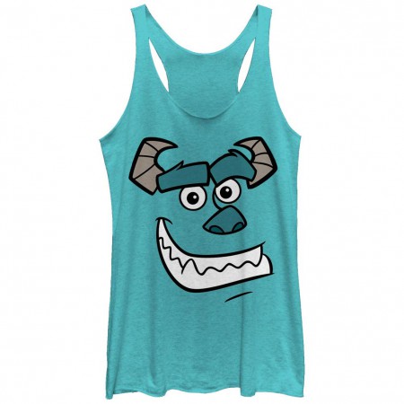 Disney Pixar Monsters Inc University Sullys Face Blue Juniors Racerback Tank Top