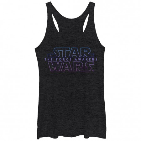 Star Wars Episode 7 Starry Logo 7 Black Juniors Racerback Tank Top