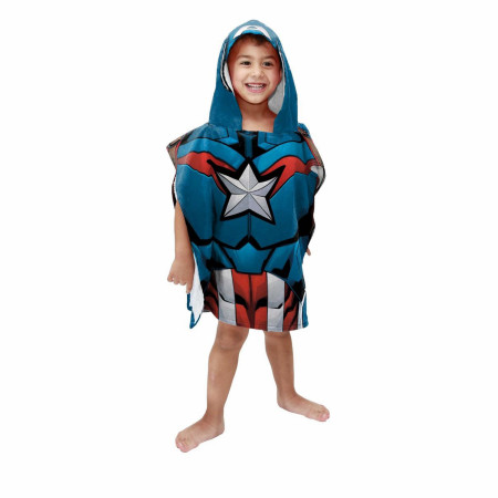 Captain America Kids Beach Towel Hooded Poncho