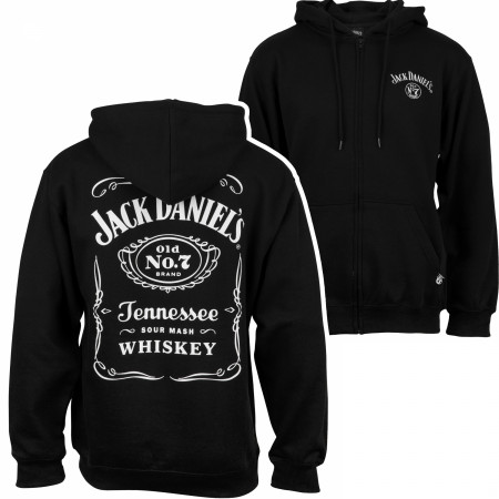 Jack Daniel's Label Front and Back Print Zip-Up Hoodie