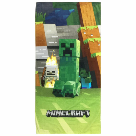Minecraft Mobs From the Cave Beach Towel
