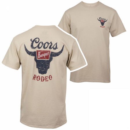 Coors Banquet Rodeo Logo Distressed Front and Back Natural T-Shirt