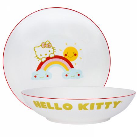Hello Kitty Rainbow Smiles Ceramic 9" Dinner Bowl