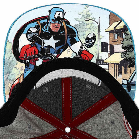 Captain America Embroidered Shield Patch Pre-Curved Snapback Cap