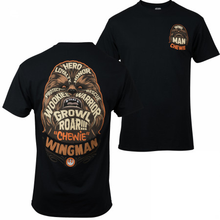 Star Wars Wing Man Chewie Front and Back Print T-Shirt
