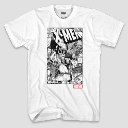 Marvel X-Men Comic Graphic Monotone T-Shirt With Slashes Back Print