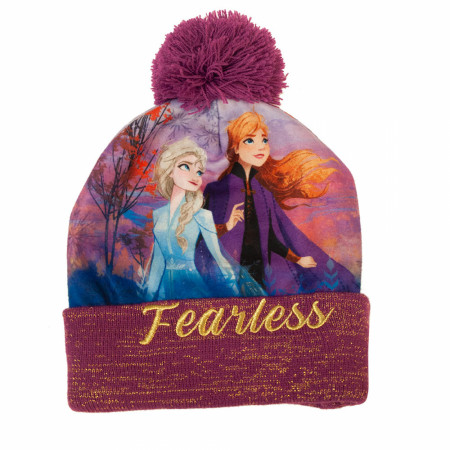 Frozen Fearless Purple Winter Pom Beanie