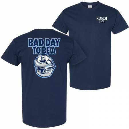 Busch Latte Bad Day To Be a Can Navy Front and Back Print T-Shirt