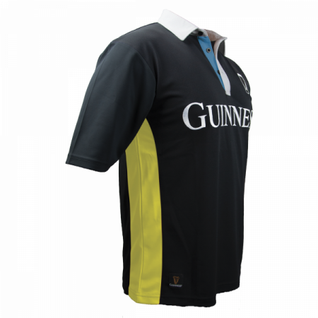 Guinness Black and Yellow Stripe Short Sleeve Rugby Jersey