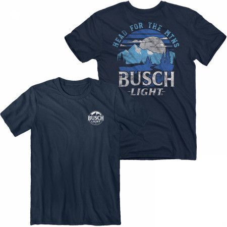 Busch Light Head For The MTNS Front and Back Print T-Shirt