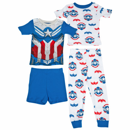 Captain America 4-Piece Youth Shirts Shorts and Pants Set