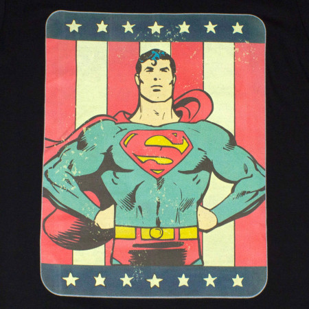 Superman with American Flag Vintage Comic T-Shirt