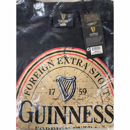 Guinness Distressed Foreign Extra Label Black Graphic TShirt