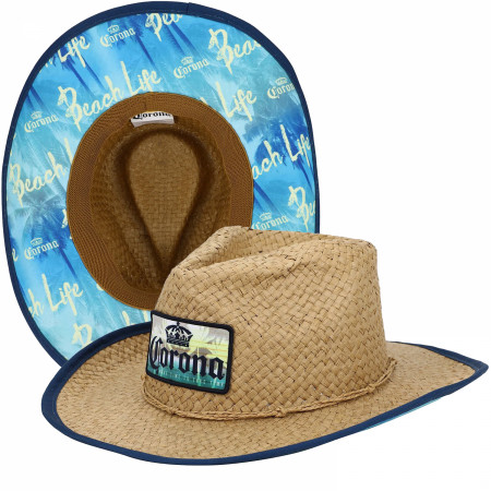 Corona Extra Logo Patch Straw Hat with Printed Underbrim