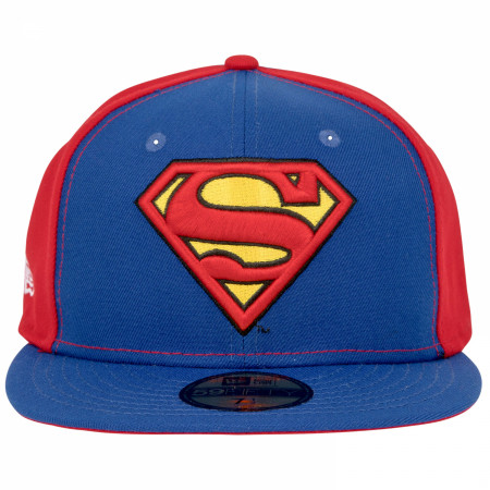 Superman Logo Blue & Red Panels New Era 59Fifty Fitted Hat