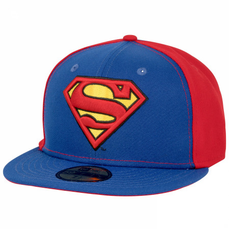 Superman Logo Blue & Red Panels New Era 59Fifty Fitted Hat