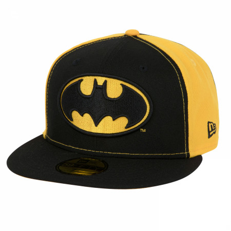 Batman Logo Black & Yellow Panels New Era 59Fifty Fitted Hat