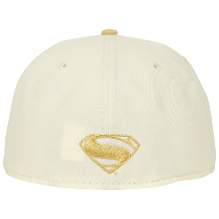 Superman Logo White Gold New Era 59Fifty Fitted Hat