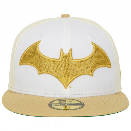 Batman Logo White Gold New Era 59Fifty Fitted Hat