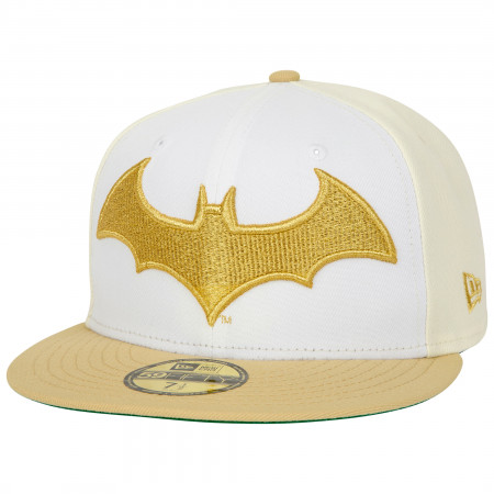 Batman Logo White Gold New Era 59Fifty Fitted Hat