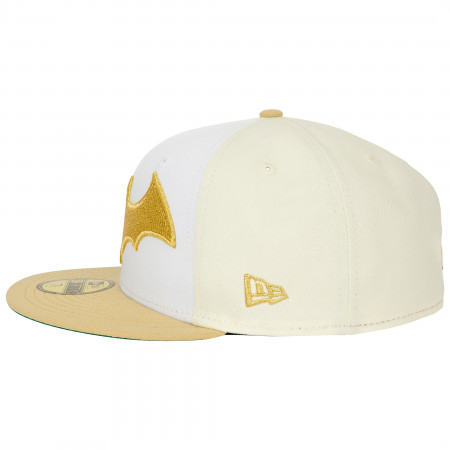 Batman Logo White Gold New Era 59Fifty Fitted Hat