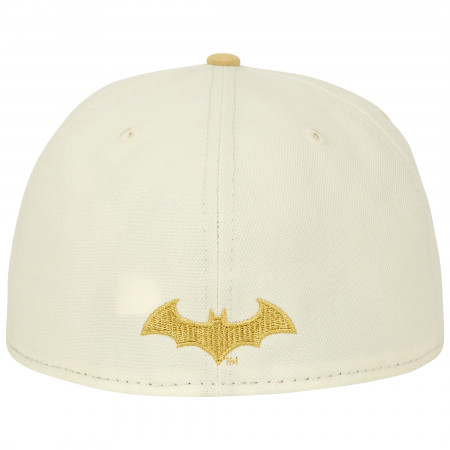 Batman Logo White Gold New Era 59Fifty Fitted Hat