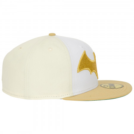 Batman Logo White Gold New Era 59Fifty Fitted Hat