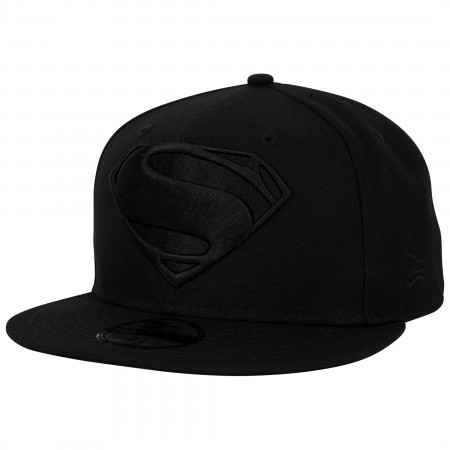 Superman Justice League Logo Black on Black New Era 59Fifty Fitted Hat