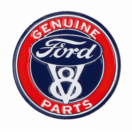 Ford V8 Genuine Parts Round Embossed Metal Magnet