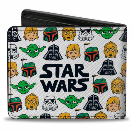 Star Wars Classic Six Character Face Collage AOP Bi-Fold Wallet