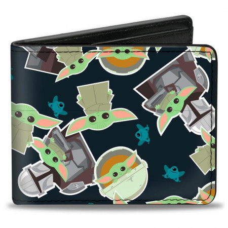 The Mandalorian The Child Grogu and Frogs Vegan Leather Wallet