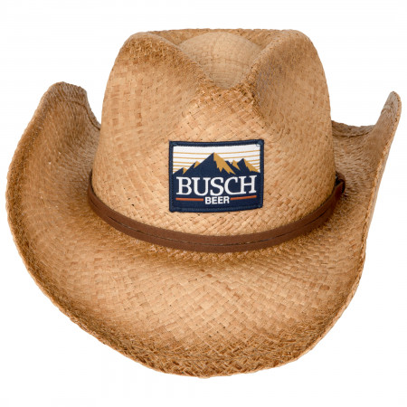 Busch Beer Logo Patch Straw Cowboy Hat