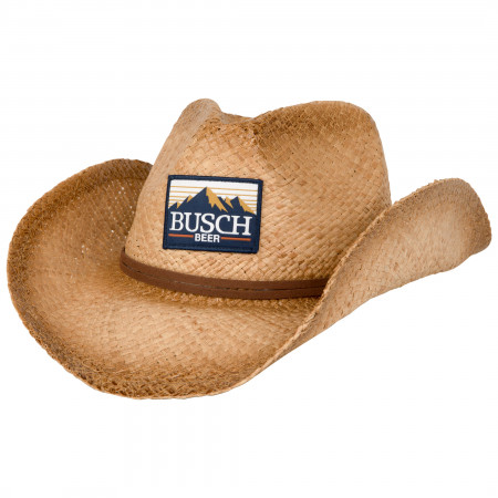 Busch Beer Logo Patch Straw Cowboy Hat
