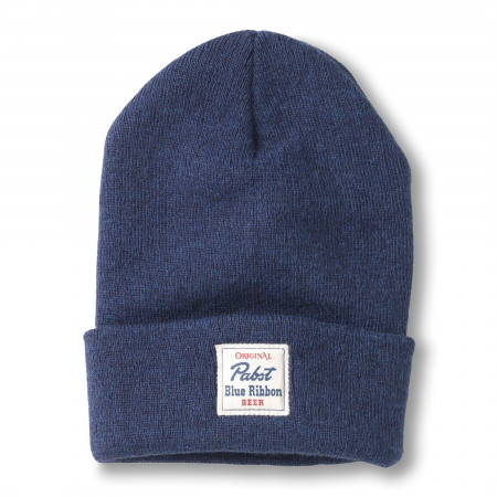 PBR Pabst Blue Ribbon Beer Embroidered Patch Beanie Toboggan American Gray 