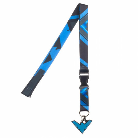 Nightwing Symbol Repeating Pattern Symbol Lanyard with Charm and Sticker