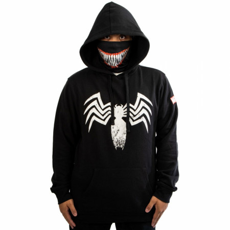 Marvel Venom Symbol Hoodie with Built-in Smile Face Mask Gaiter