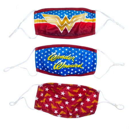 Wonder Woman Symbols 3-Pack of Reusable Adjustable Face Covers